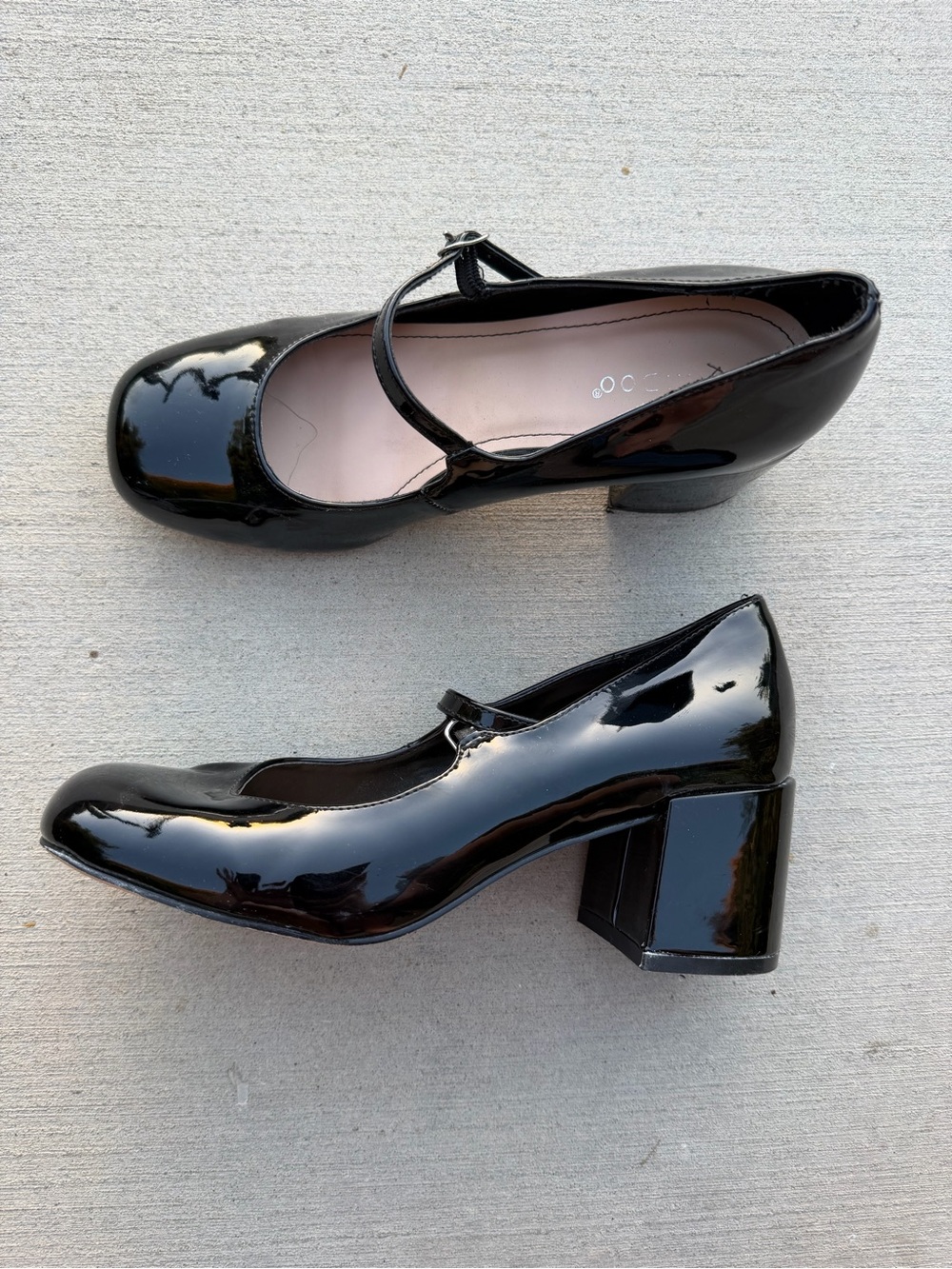 Mary Jane Heel Black Chunky sole Collection Black Patent, Retro Block Heel